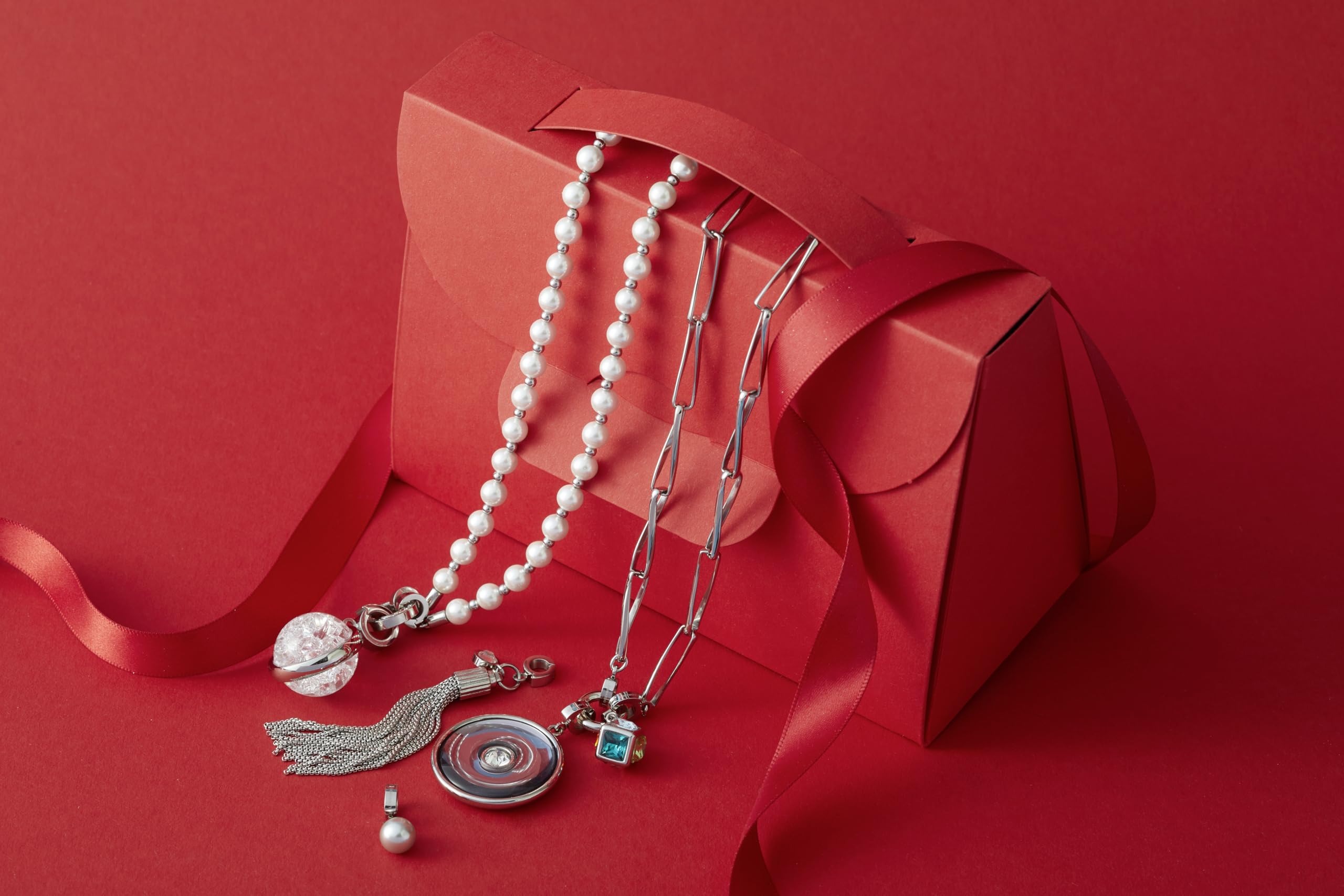 JEWELS BY LEONARDO DARLIN'S Damen-Halskette Signora, Edelstahl mit Imitationsperlen, CLIP & MIX System, Länge 600 mm, 016751