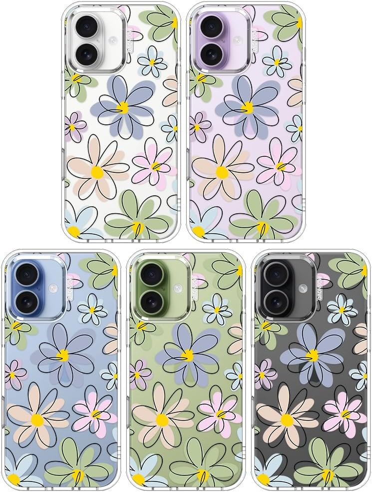 MOSNOVO for iPhone 17 Case | Military Grade 6.6ft Drop Tested | Camera Control | Clear with Linear Blooms Design - Image 3