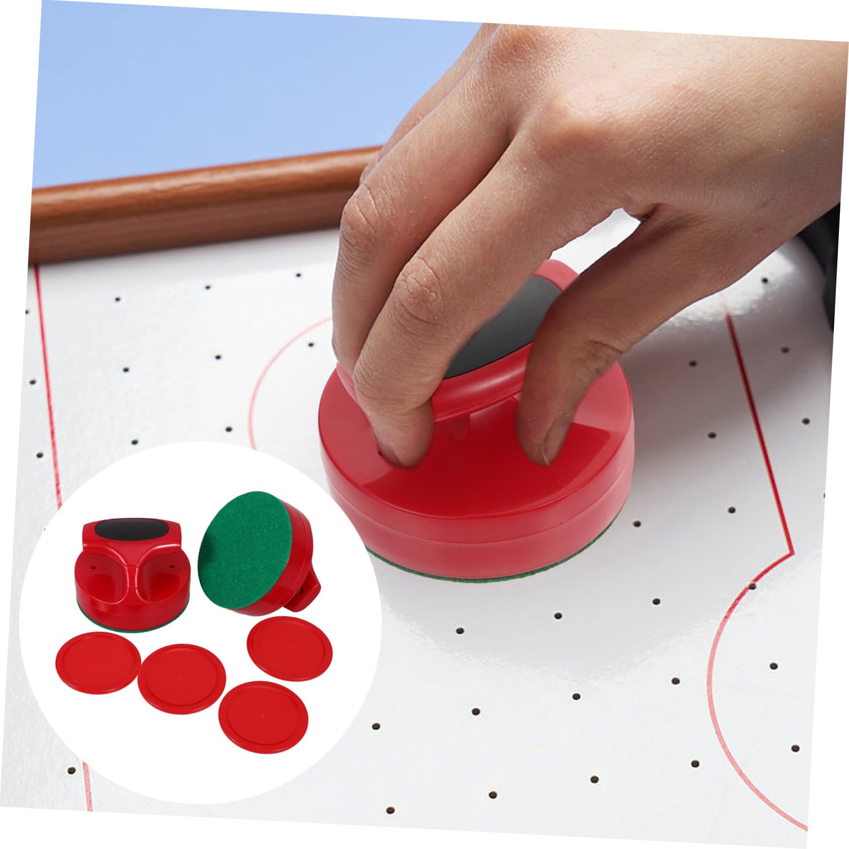 TOYANDONA 4 Zestawy Air Hockey Zestaw Do Hokeja Na Lodzie Pchacz Do Hokeja Na Lodzie Wiosło Do Hokeja Na Lodzie Pchacz Do Hokeja Stołowego Części Do Hokeja Krążki Do Hokeja Na Lodzie