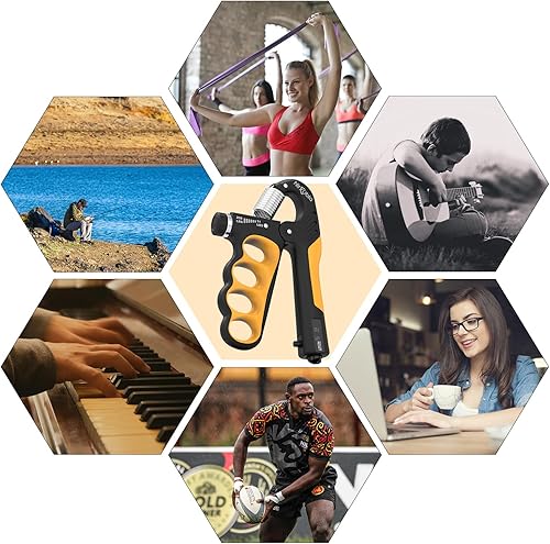 Miniatura 4 de Entrenador fortalecedor de agarre de mano, resistencia ajustable, 11 LBS-220 libras, fortalecedor de antebrazo, exprimidor de mano con contador