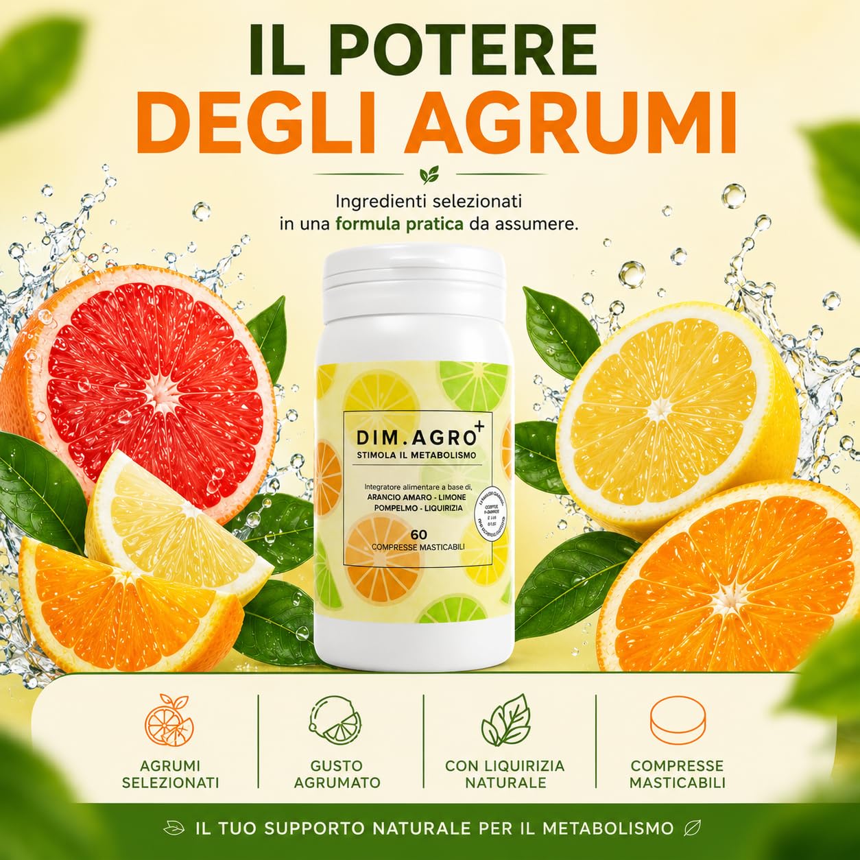 DimAgro Integratore Alimentare Compresse Masticabili, 60 Compresse | Estratti Vegetali