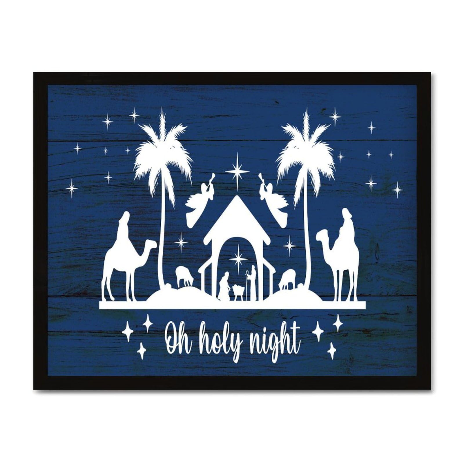 Panneau Merry Christmas Oh Holy Night cadre bois décoration Jésus 40x50