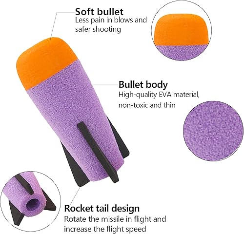 Miniatura 9 de EKIND Paquete de 8 mega repuestos de misiles para lanzacohetes de juguete, munición de espuma compatible con Nerf N-Strike Elite Series