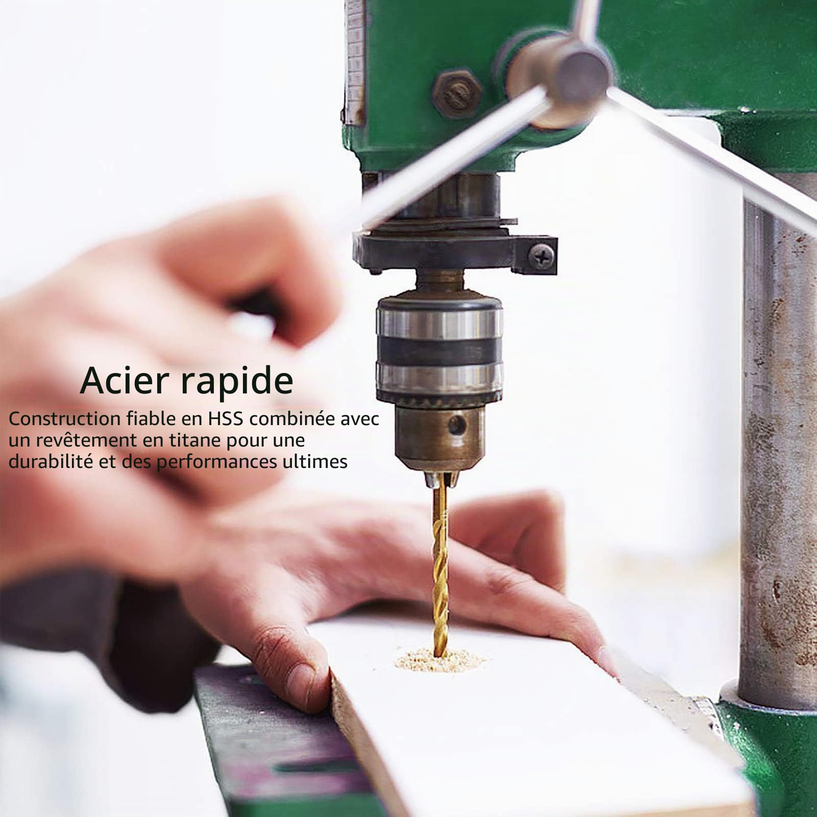 Ensemble de Forets, 99 pièces Forets HSS à Queue Ronde Revêtus Nitrure de Titane pour Acier, Métaux Tendres, Bois & Plastique Dur avec Boîtier de Rangement Protecteur 1.0-10.0mm