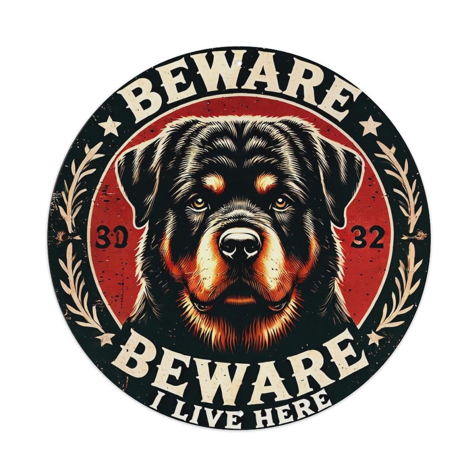 Beware Dog Warning Sign Design Tin Sign Metal Poster Vintage Metal Signs for Home Man Cave Bar Cafe Kitchen laundry room Wall Decorations 8x8 inches