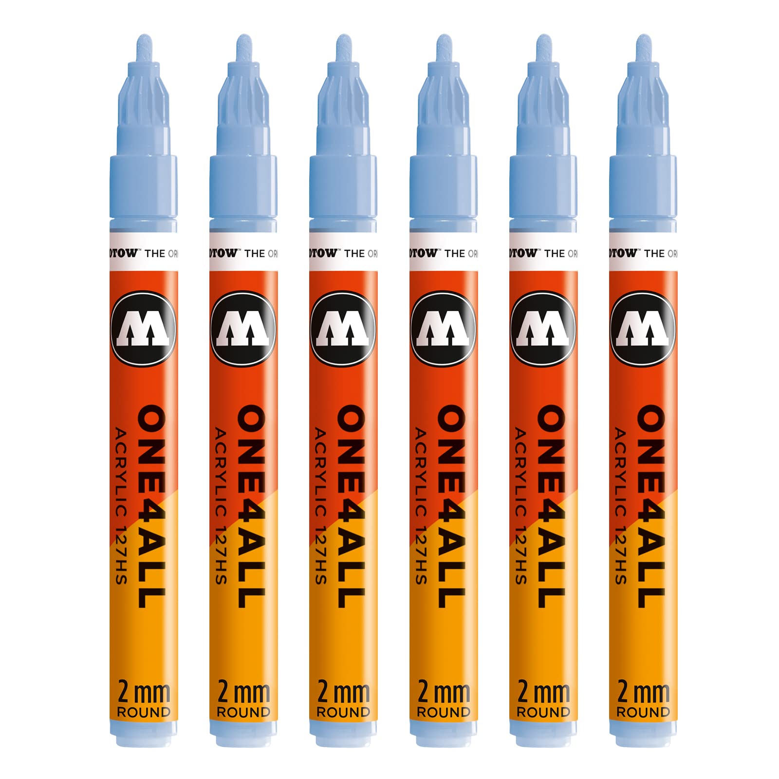 Molotow One4All 127HS Acrylic Marker (2.0 mm Line Width, High Coverage and Permanent, UV-Resistant, for Almost All Surfaces) Pack of 6 Colour 202 Ceramic Light Pastel