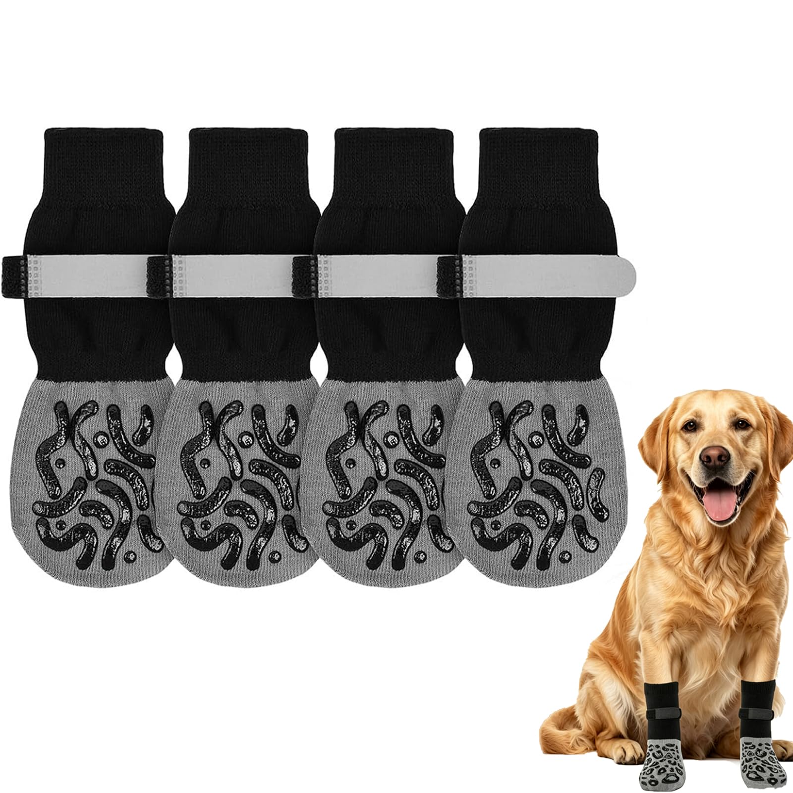 4 PCS Dog Socks Paws Stop Licking, Anti Slip Paw Protectors With Straps