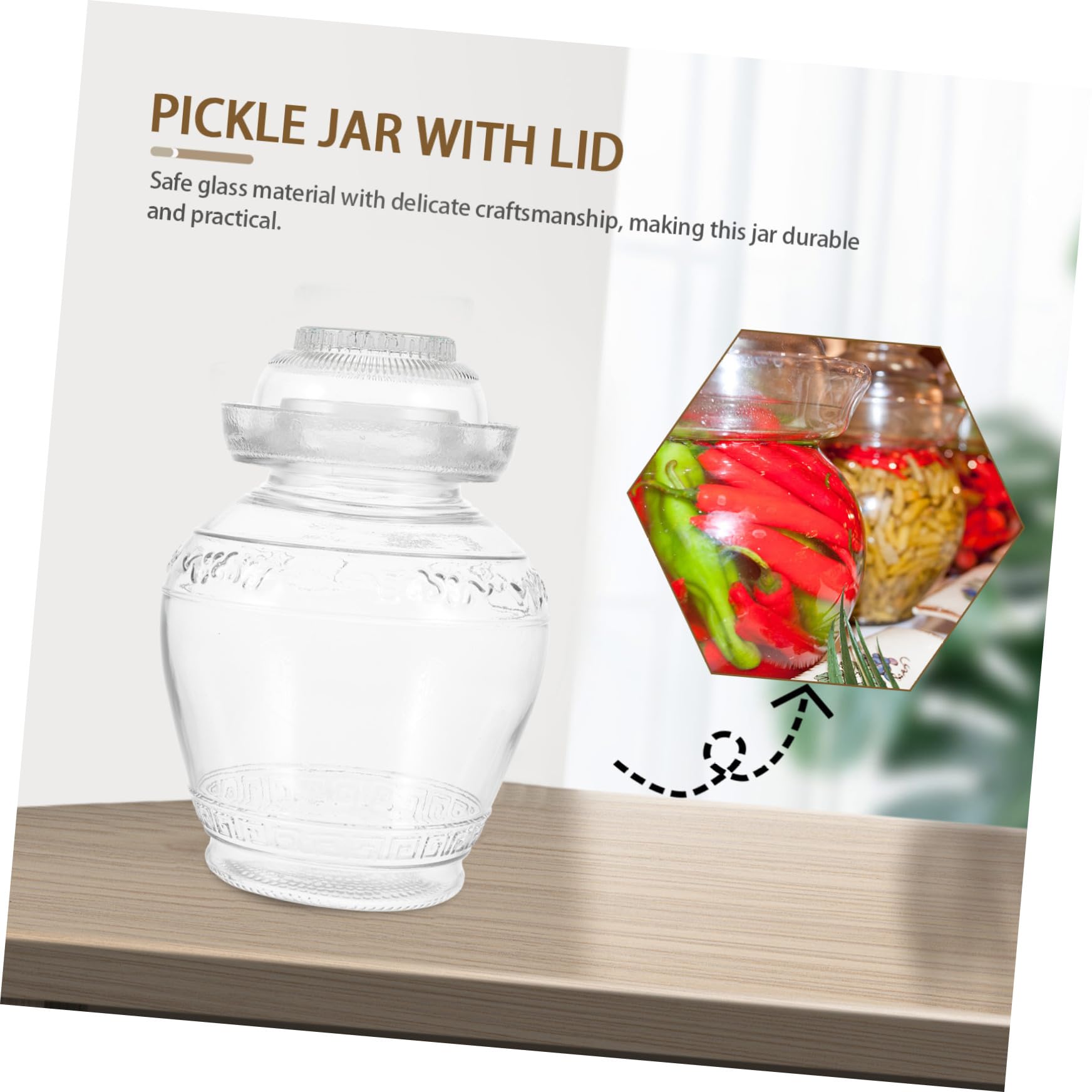 Tarro de Vidrio para Encurtidos 5 Kg, Recipiente Transparente Hermético para Verduras Fermentadas, Lata de Pepinillos de Gran Capacidad para Uso Doméstico en Cocina