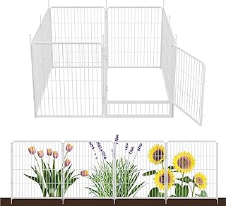SunsGrove Garden Fence with Gate, 32 in(H) x 17.8 ft(L) 8 Panels Heavy D...