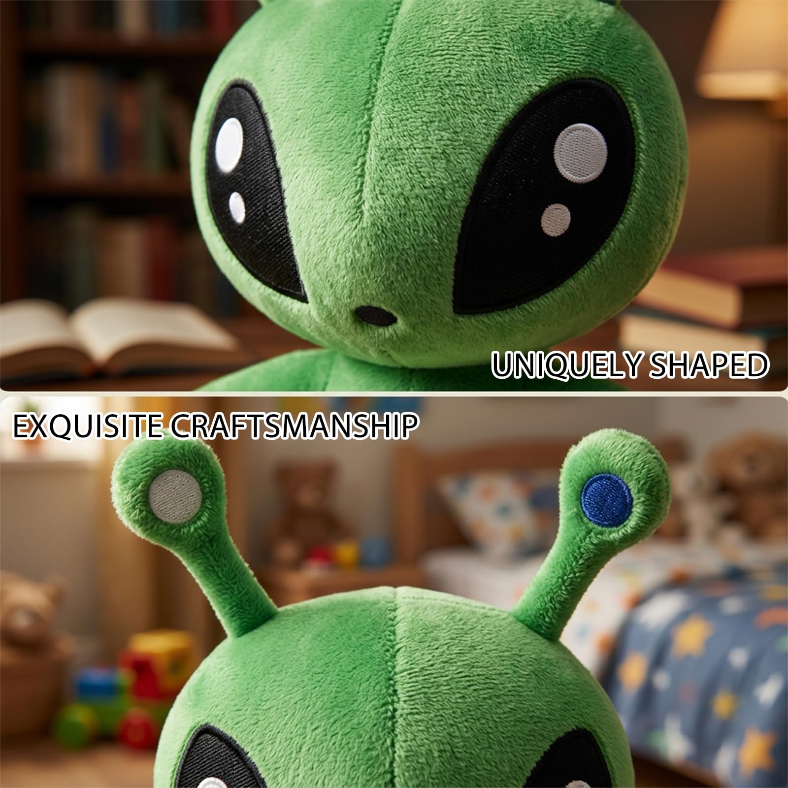 Alien Plush, Green Space Alien Plush Doll, Extraterrestrial Soft Toy, Soft Alien Creature Pillow Figure, Cute Plushies for Boys and Girls, for Bedroom Decor and Imaginative Play — view 3