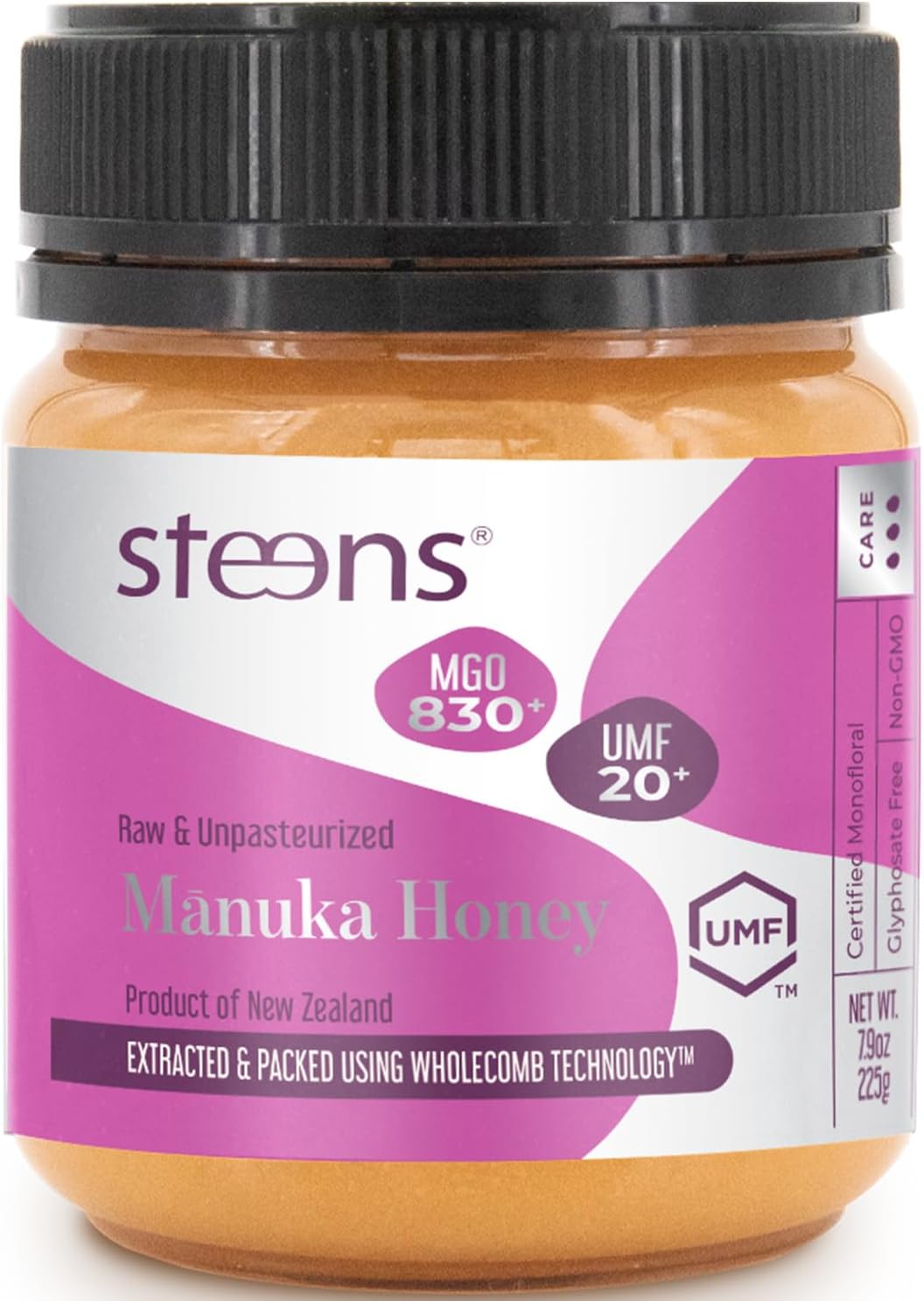 Steens Manuka Honey - MGO 830+ - Pure & Raw 100% Certified UMF 20+ Manuka Honey - Bottled and Sealed in New Zealand - 7.9 oz - New Version