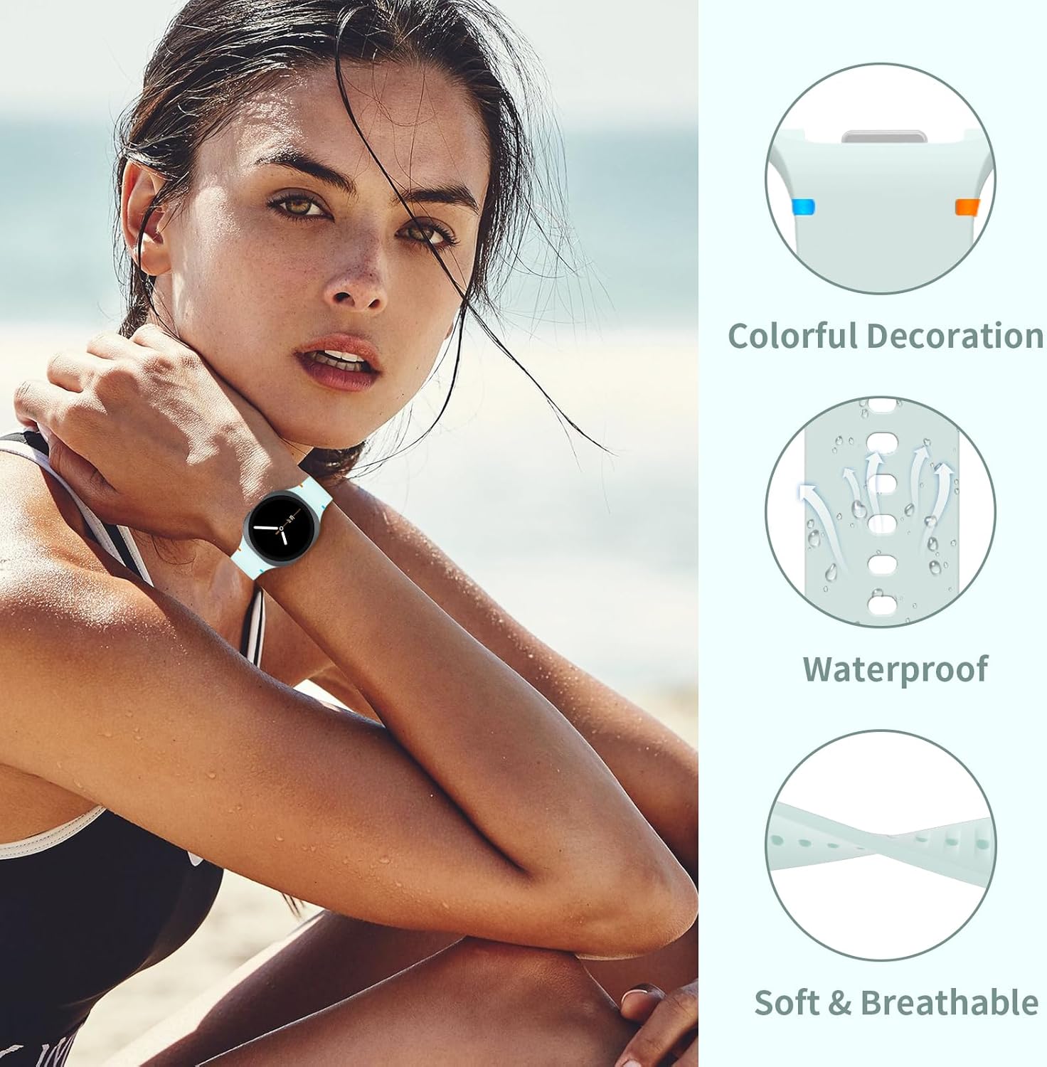 10 Pack Sport Bands Compatible with Samsung Galaxy Watch 8 40mm/44mm/Watch 8 Classic 46mm Band for Men Women, Dynamic Lug System Flexible Fit Breathable Soft Silicone Strap for Galaxy Watch 8 Series