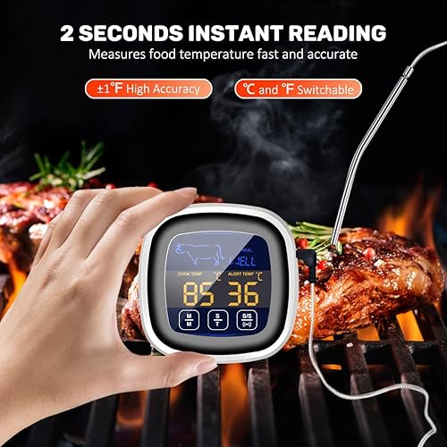 Miniatura 3 de Vedozo Giveme5 - Termómetro digital de carne para cocinar, pantalla táctil LCD de lectura instantánea, termómetro de alimentos con sonda larga,