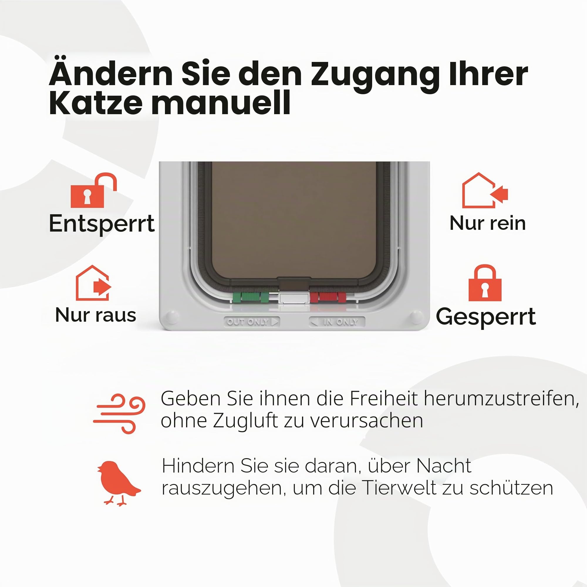 Cat Mate 4-Wege-Verschließbare Katzenklappe mit Türfutter bis 50 mm (235) – Sicher verschließbare Tür für kleine bis mittelgroße Katzen, für UPVC, Holz und Wand, Weiß