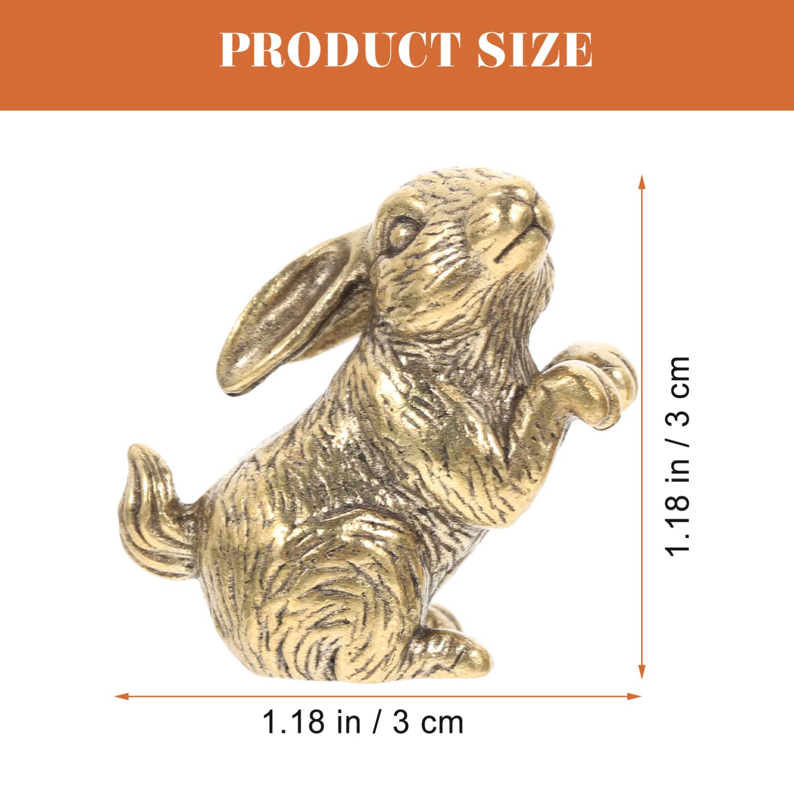 Happyyami 2pcs Brass Rabbit Figurines Bunny Statues Retro Home Decor Sturdy Animal Models for Desktop Decoration - Image 2