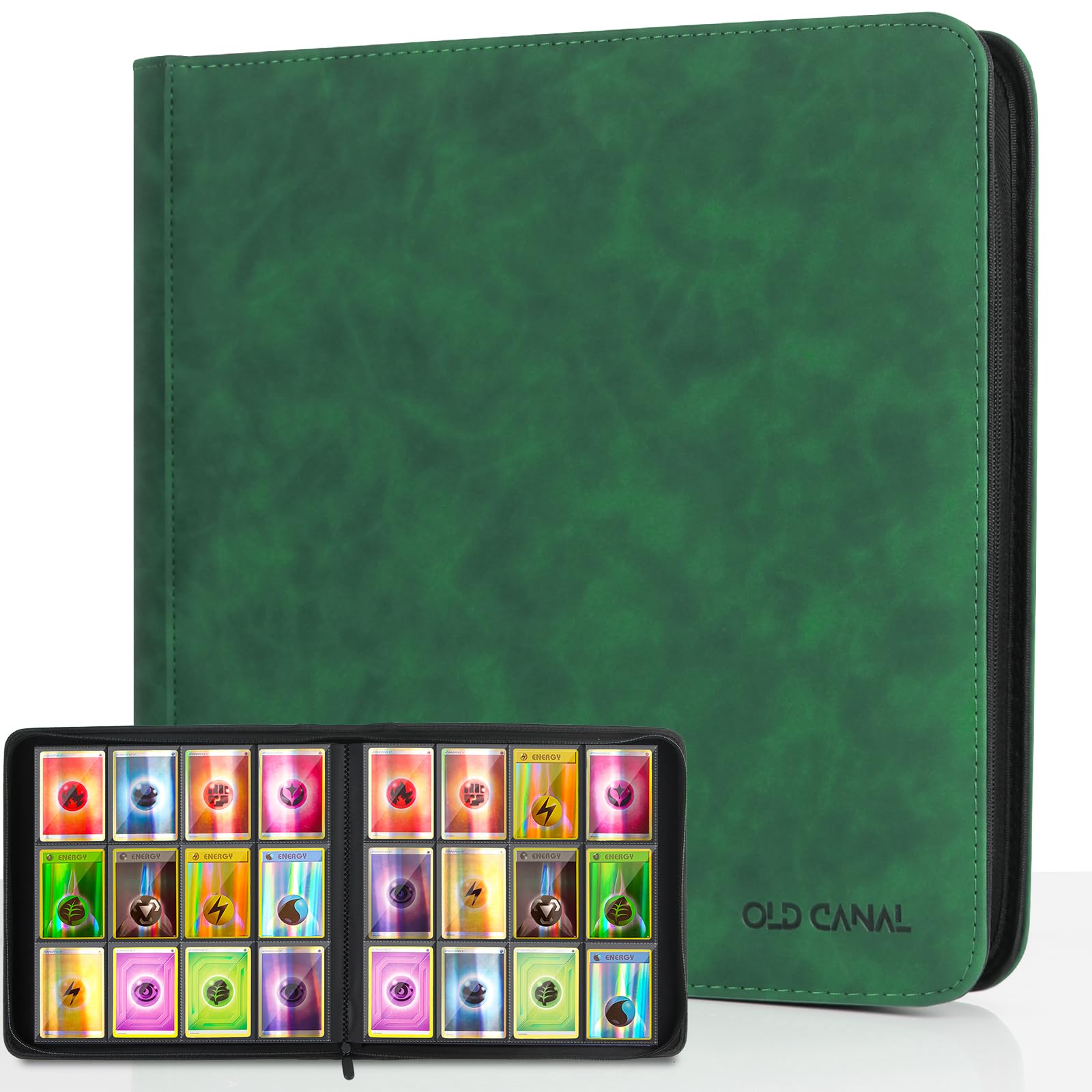 Raccoglitore Cartes, Album Carte da 12 Tasche, Contiene Fino 720 Cartes, Binder Carte di Alta Qualità, Album Porta Cartes per MTG, TCG, Compatible con Varie Carte da Collezione (Verde Scuro)