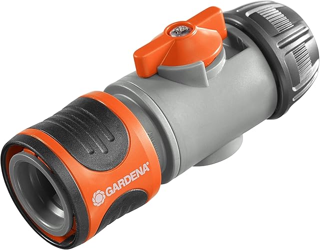 GARDENA Hose Connector with Control Valve: Connection piece to change accessories, especially with high water pressure, control and block water flow, used at the end of the hose, packaged (2942-20)