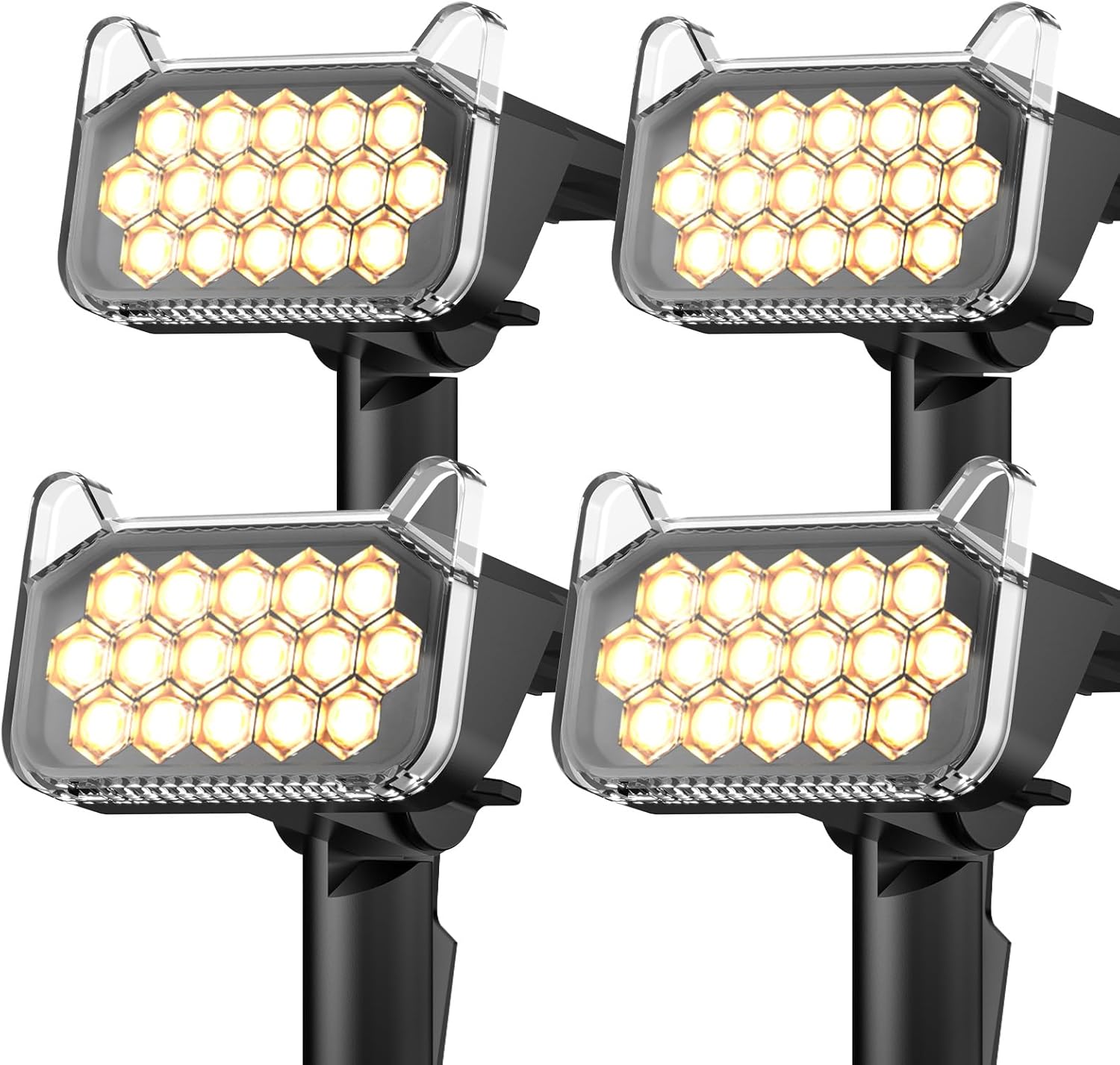 WdtPro Solar Spot Lights Outdoor Waterproof, Bright Solar Lights Outdoor with 16 Extra-Large LEDs, 3 Modes Landscape Spotlights, 2-in-1 Solar Powered Light for Yard Flag Garden, 4 Pack, Warm White