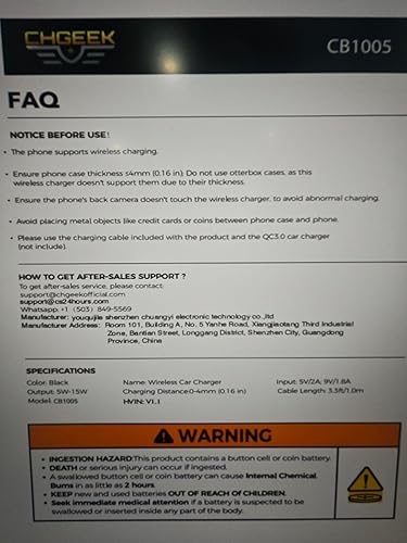 Miniatura 9 de CHGeek Cargador inalámbrico para automóvil, 15 W de carga rápida de 15 W, cargador de teléfono para automóvil, soporte de teléfono para montaje en