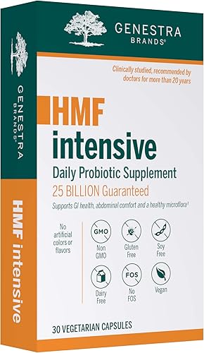 Genestra Brands HMF Intensive | Cuatro cepas de probióticos para apoyar la salud intestinal, la comodidad abdominal y la microflora saludable* | 30