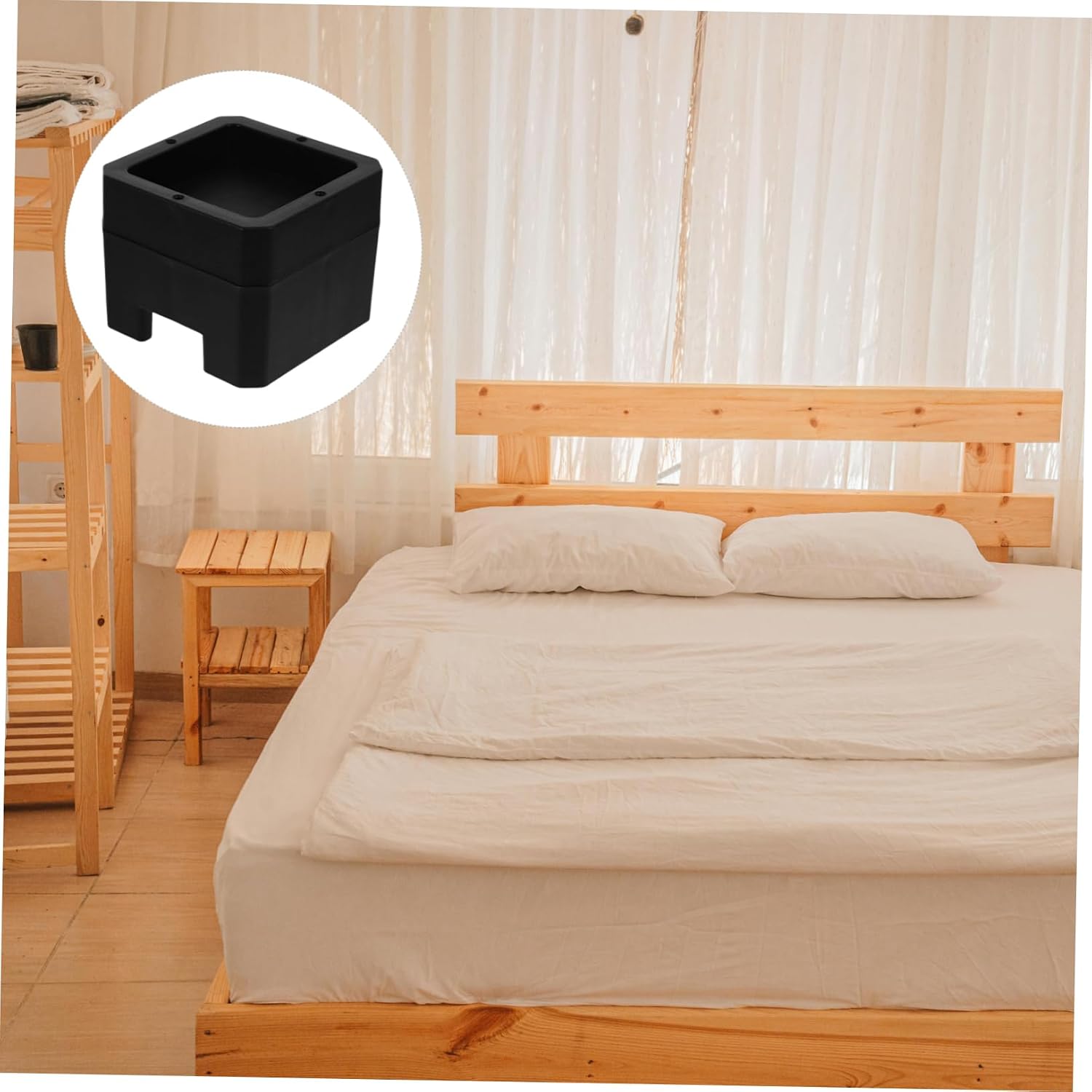 4pcs Bed Risers Reversible Skid Furniture Supports for Enhanced Stability Compatible with Desk Sofa and Table Legs Height Elevation for Better Organization