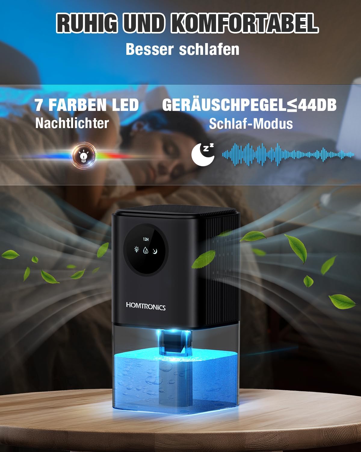 Dehumidifier with full water tank and red indicator light