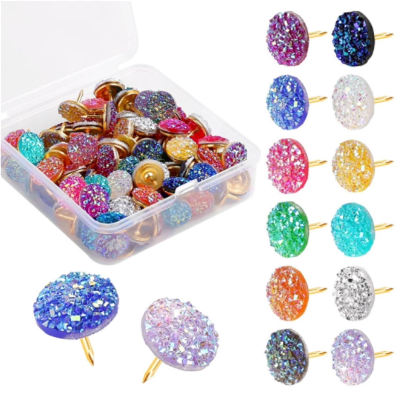 100pcs Glitter Plastic Quality Cork Board Safety Colored Push Pins Thumbtack Office Home Accessories