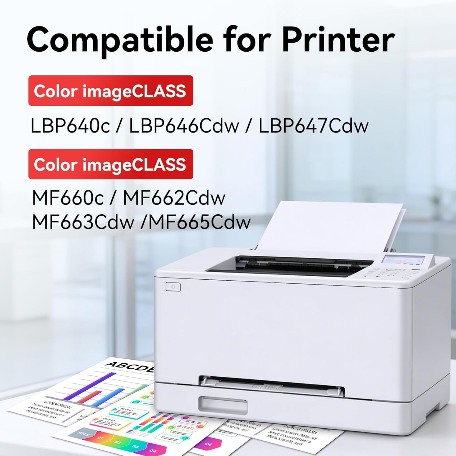 Compatible 075 Toner Cartridge Replacement for Canon 075 075H Toner Cartridge Compatible for Canon MF665Cdw MF662Cdw MF663Cdw LBP647Cdw LBP646Cdw Printer (Color, 4-Pack)