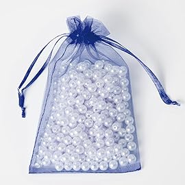 YHJZ 100PCS Navy Blue Organza Bags, 4x6 Inches Mesh Bags Drawstring, Jewelry Gift Bags for Birthday, Wedding, Graduation Party Favors (Navy Blue)