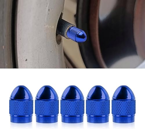 5 tapones para válvulas de neumáticos, tapas de aire, cubiertas de vástago de válvula de rueda de aleación de aluminio con anillo de goma,