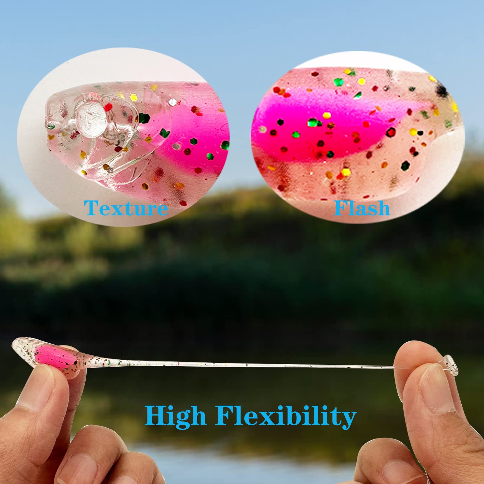 25Pcs Crappie Fishing Lures Set - Soft Plastic Baits, 2 Inch, 5 Colors, For Panfish & Crappie