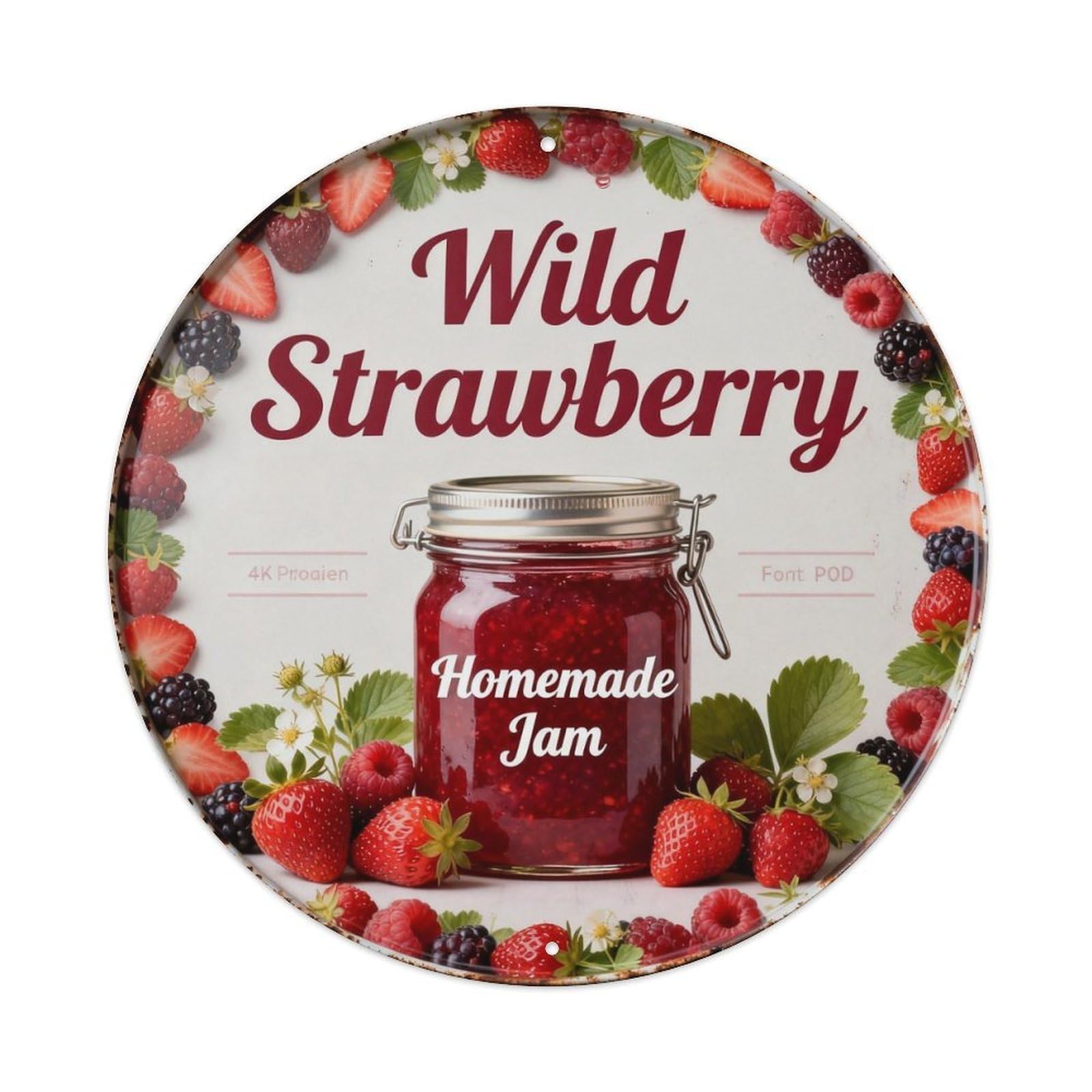 Wild Strawberry Homemade Jam Metal Tin Sign Plaque