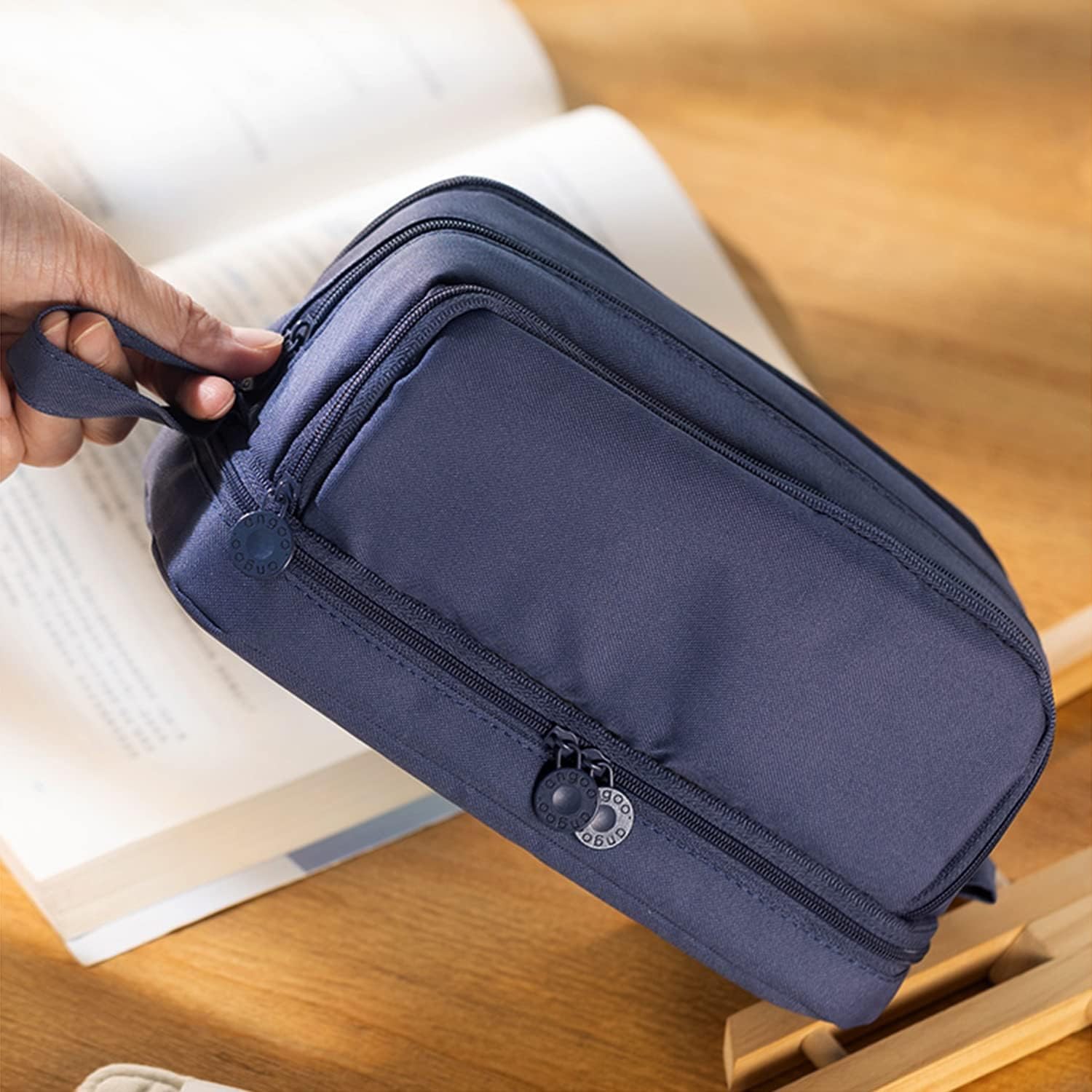 Estuche de gran capacidad, doble ventana, estuche de doble capa, multifuncional, para estudiantes de primaria y secundaria