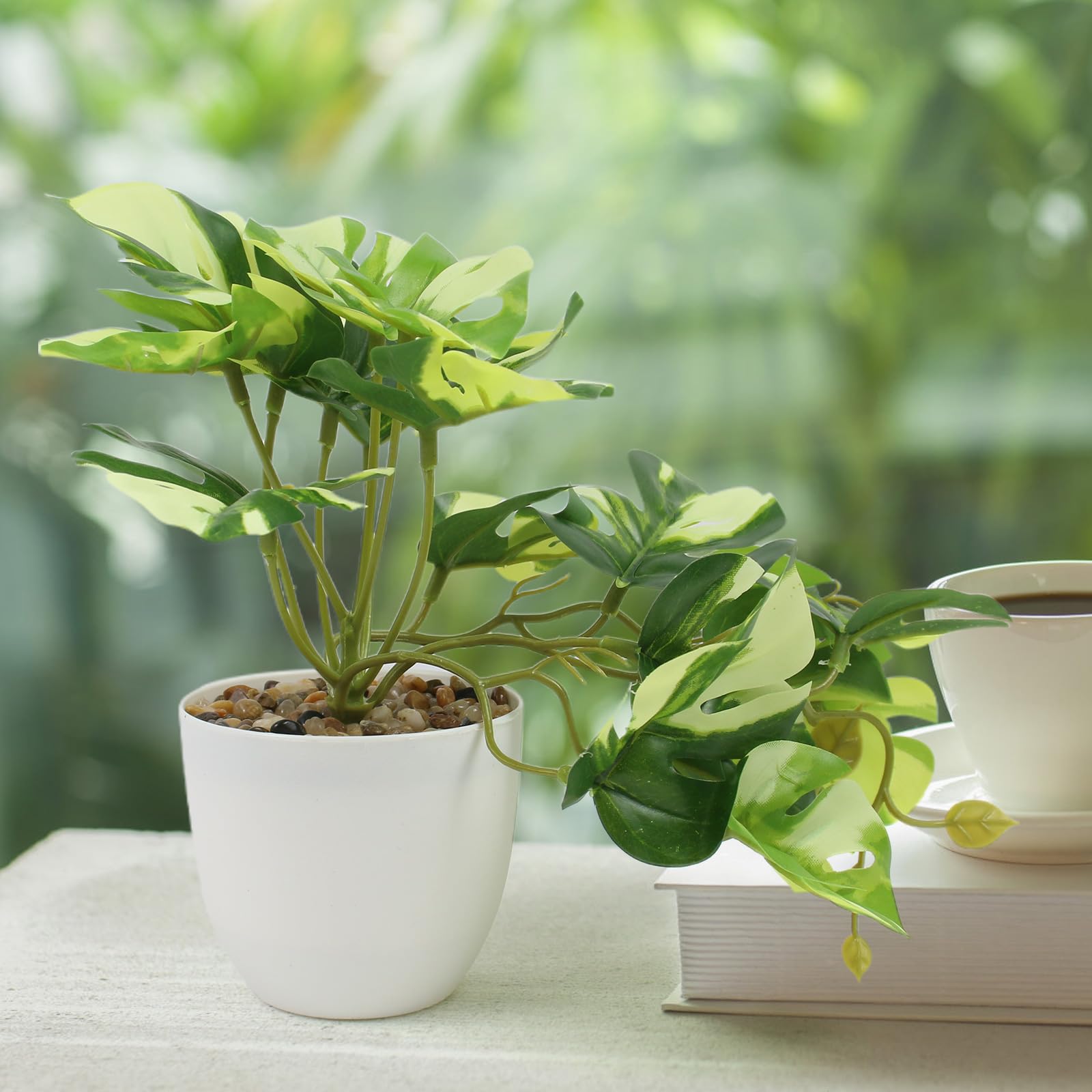 Décoration Cuisine INSANYJ 4 Pièces Plantes Artificielles Interieur Exterieur, Avec Pots En Céraique Blanche Decoration Salon Décoration Cuisine INSANYJ 4 Pièces Plantes Artificielles Interieur Exterieur, Avec Pots En Céraique Blanche Decoration Salon