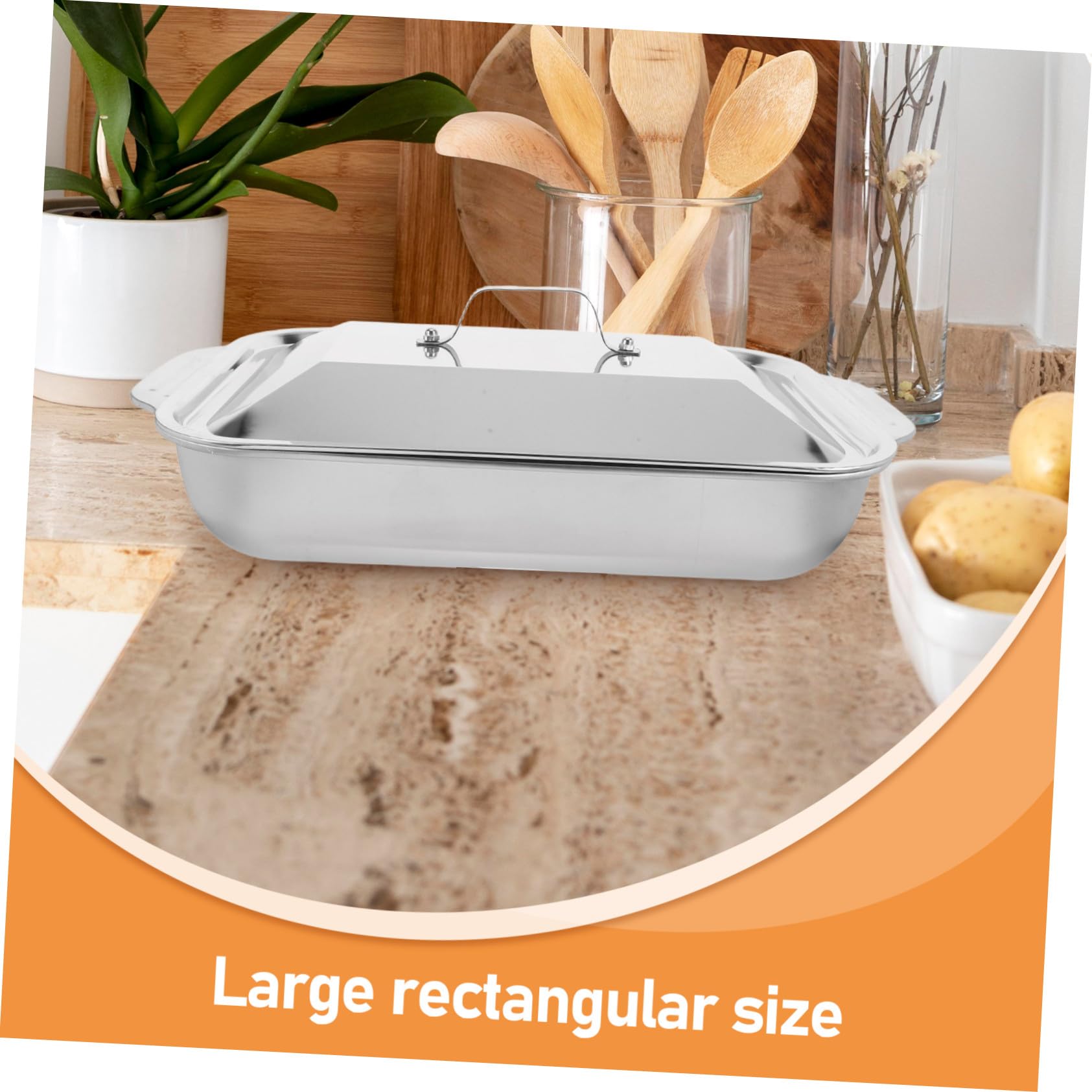 Asar y Hornear Bandeja Rectangular de Acero Inoxidable con Diseño Profundo y Resistente Pescado y Carnes para Uso en Parrilla y Horno