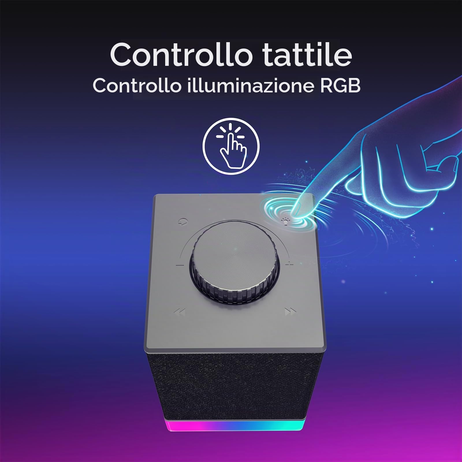 Redragon GS517 - Altoparlante per computer RGB, sistema audio stereo 2.0 con doppia connettività BT e USB, 8 effetti di illuminazione RGB, comandi touch e manopola del volume, perfetto per giochi e