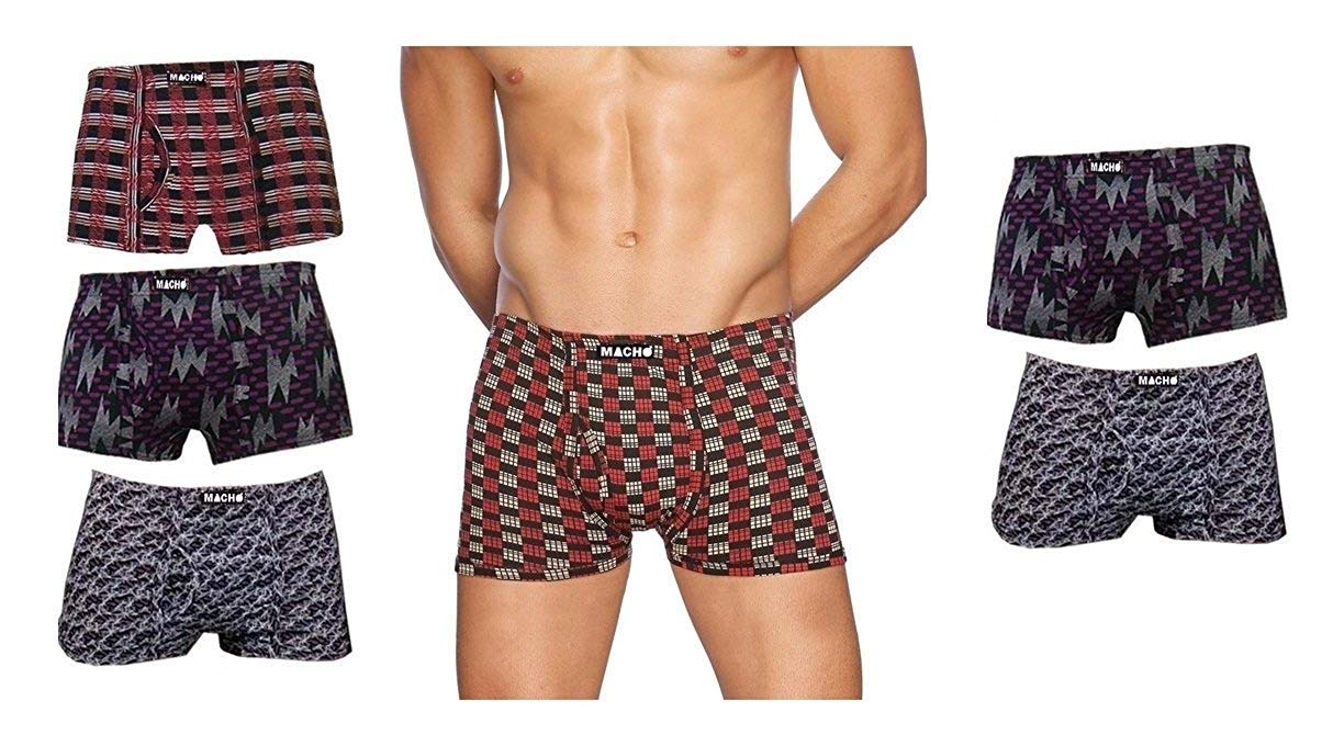Macho Men's Cotton Trunks (Pack of 5) Color May Vary