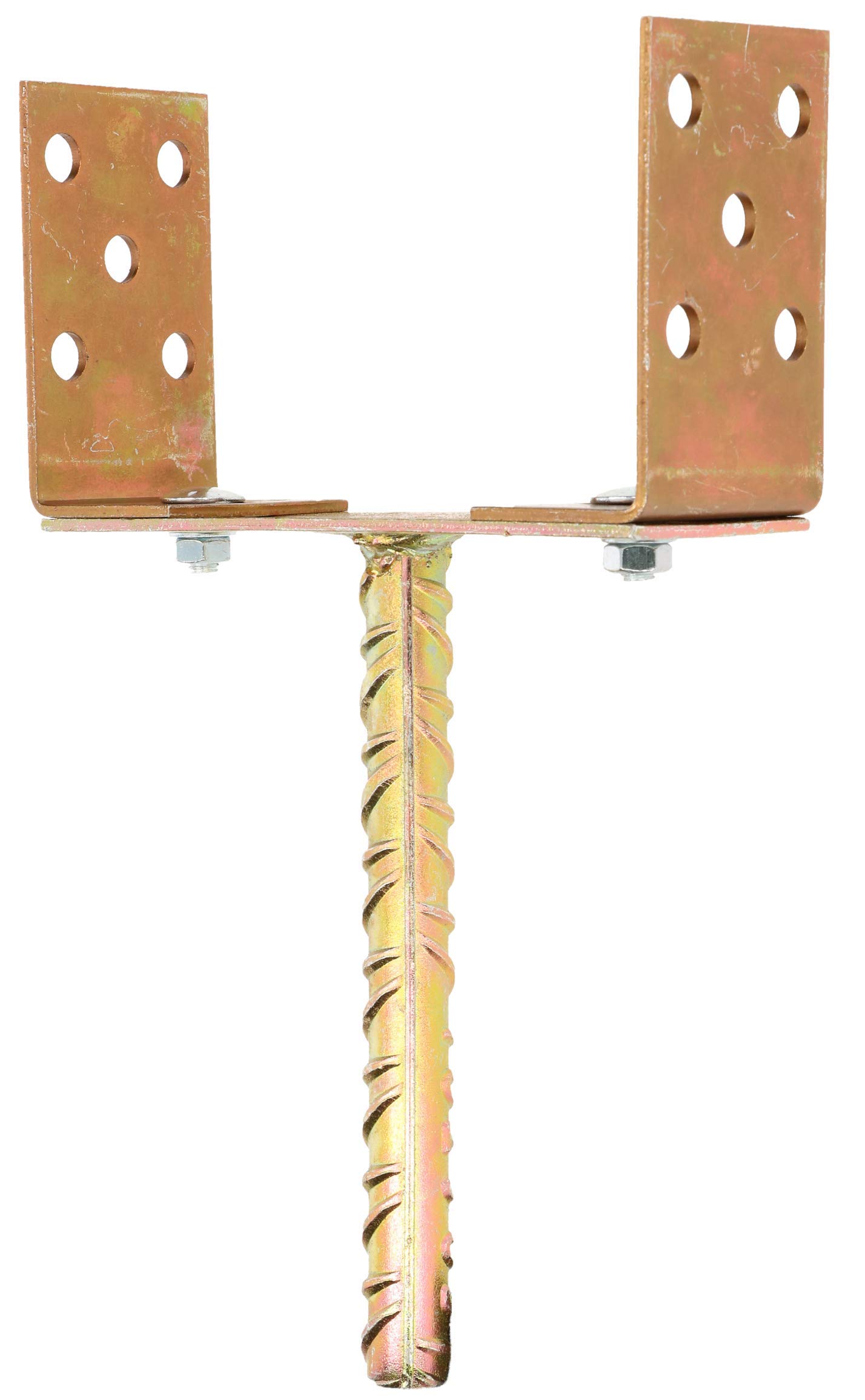 KOTARBAU® U-Shaped Post Support 0-200 mm Width Adjustable for Embedding in Concrete Yellow