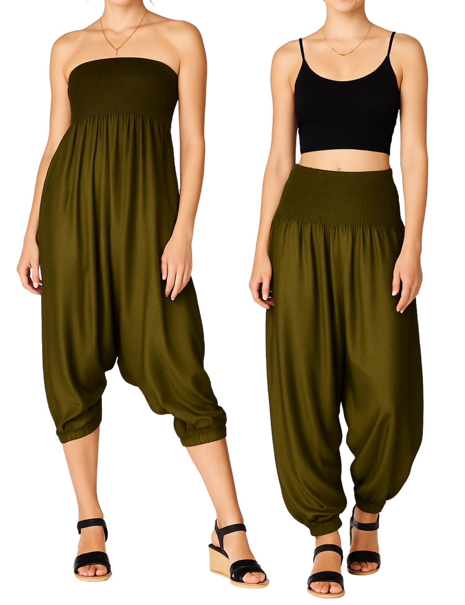 Panasiam Unisex Olive Green Aladin Pants Plain Olive-Green Xl