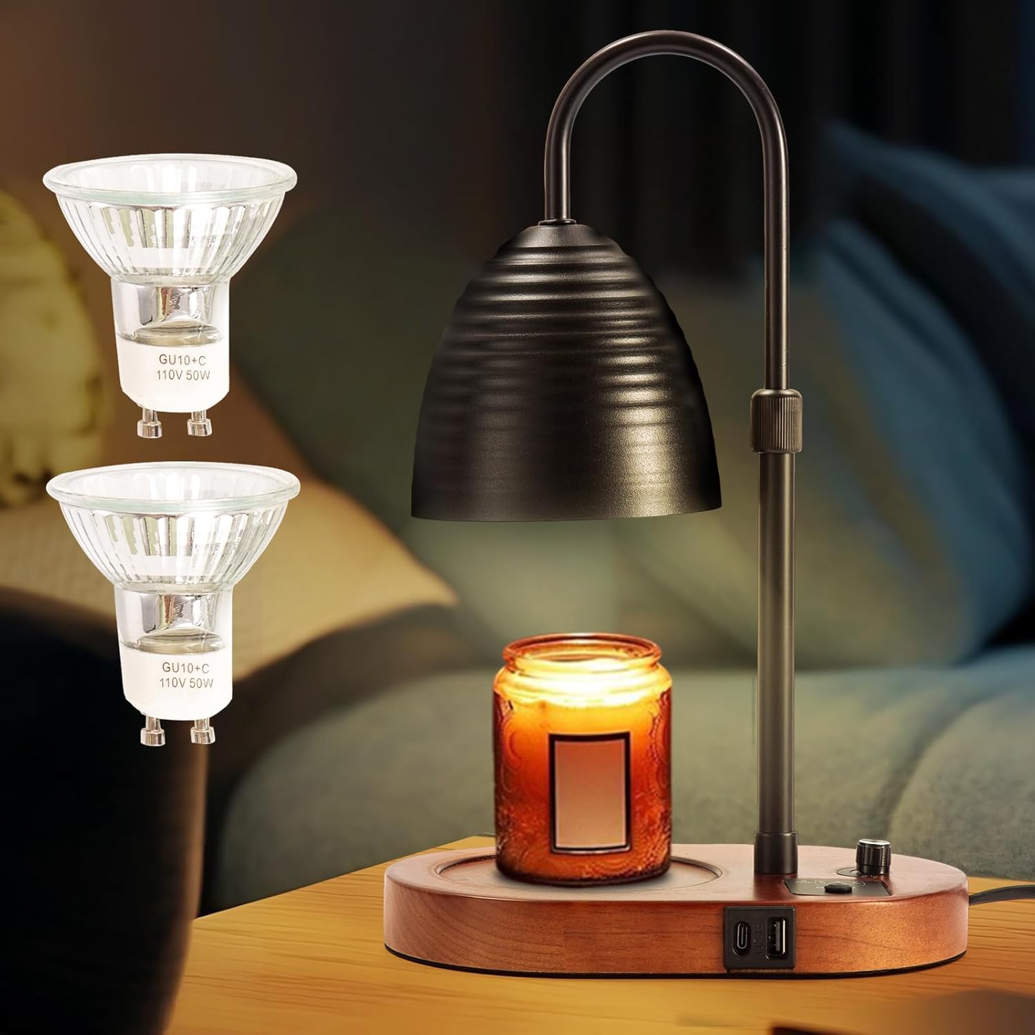 Candle Warmer Lamp with Timer and Dimmer Black, Electric Wax Melt Warmer Light for Scented Wax with Adjustable Height, Birthday Gifts for Women Mom, for House, Room, Office, Kitchen Décor