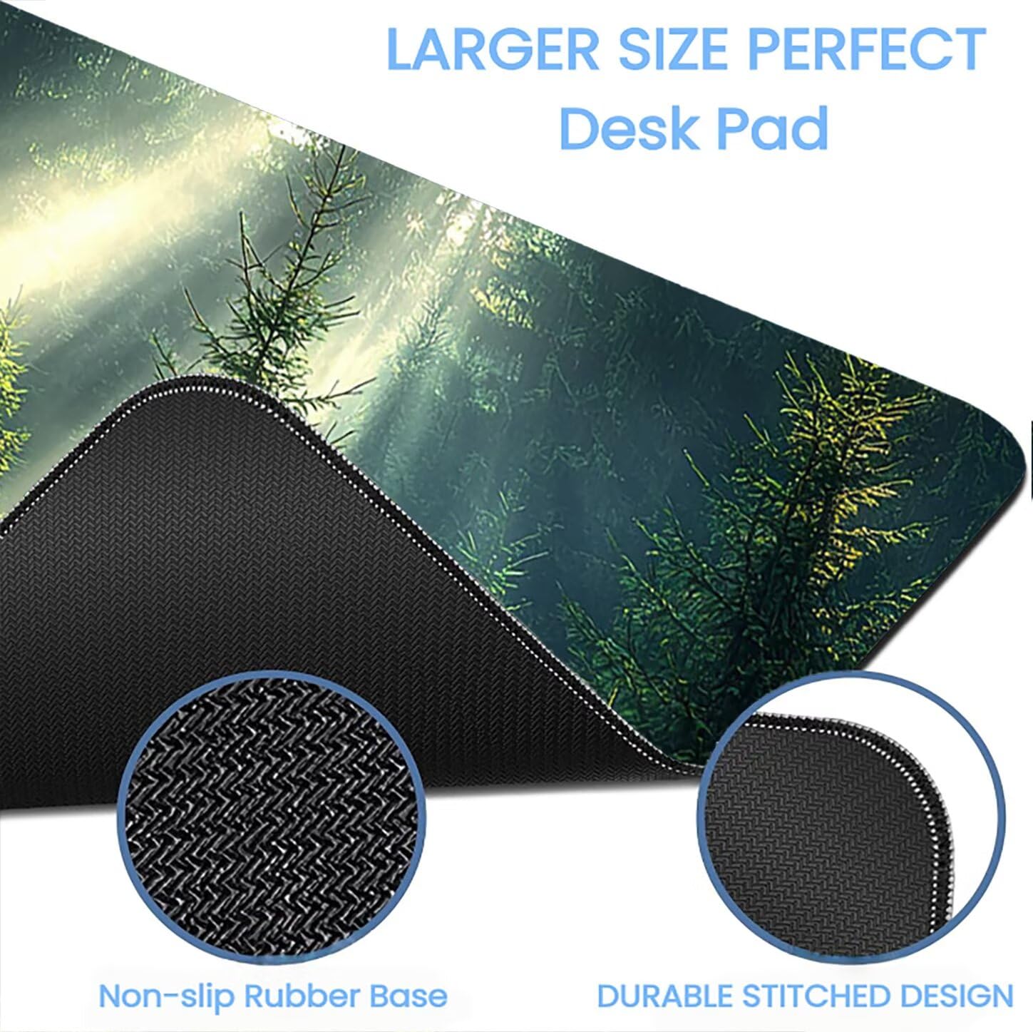 Lpfieonn Wald Großes Schreibtischunterlage, XXL Schreibtischunterlagen, Landschaft XXL Wasserdicht Gaming Mousepad mit Vernähter Rand und Rutschfeste Gummibasis, für Laptop/Hause/Büro 120x60cm PF-2583