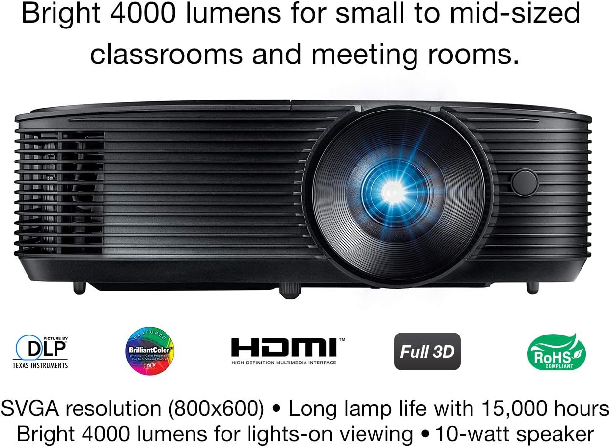 Optoma S336 SVGA Bright Professional Projector | Lights-On Viewing with 4000 Lumens | Latest DLP Technology | Business Presentations, Classrooms, or Home | 15,000 Hour lamp Life | Speaker Built in : Office Products