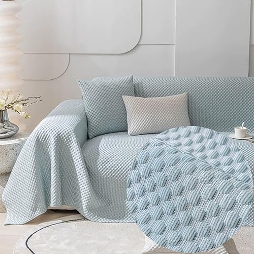 Miniatura 2 de Beydodo Sofa Towel Blanket Cover, Cover Sofas for Living Room 3 Seater Polyester Dots Textured Solid Color Green 82" W x 102" L(210x260cm)