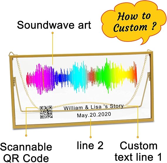 Soundwave Art Personalized,Sound Wave Artwork Frame Custom Music Wedding Gifts Scannable Audio Plaque with QR Code - Aluminum Alloy