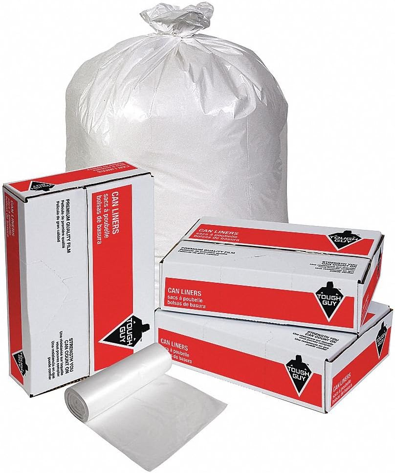 56 gal. Extra Heavy Trash Bags, White, Coreless Roll of 100