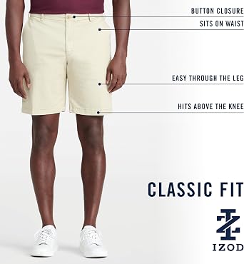 Izod Men's Saltwater 9.5 Flat Front Chino Short