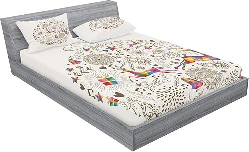 Miniatura 151 de Ambesonne Juego de sábanas bajeras y fundas de almohada occidentales, sombrero de vaquero con temática del salvaje oeste y cuerda de ganadería vieja