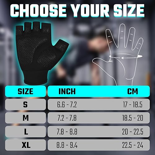 Miniatura 7 de Guantes de entrenamiento para levantamiento de pesas, ligeros, transpirables, acolchados, con protección de palma, guantes de gimnasio, agarre de