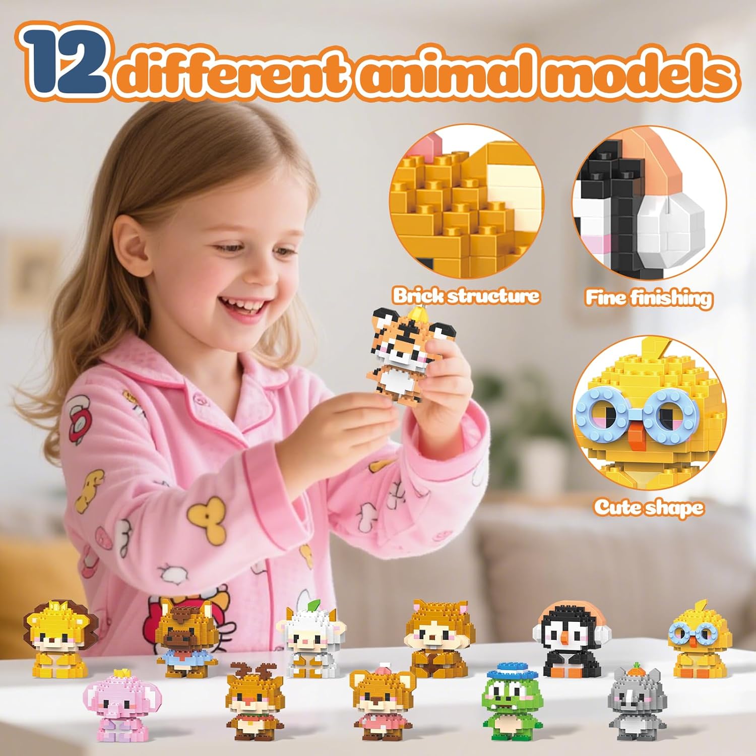 12 Pack Animals Building Block Sets,Micro Mini Animals Party Favors for Kids, Birthday Gift for Boy Girl(1,691 Pieces)