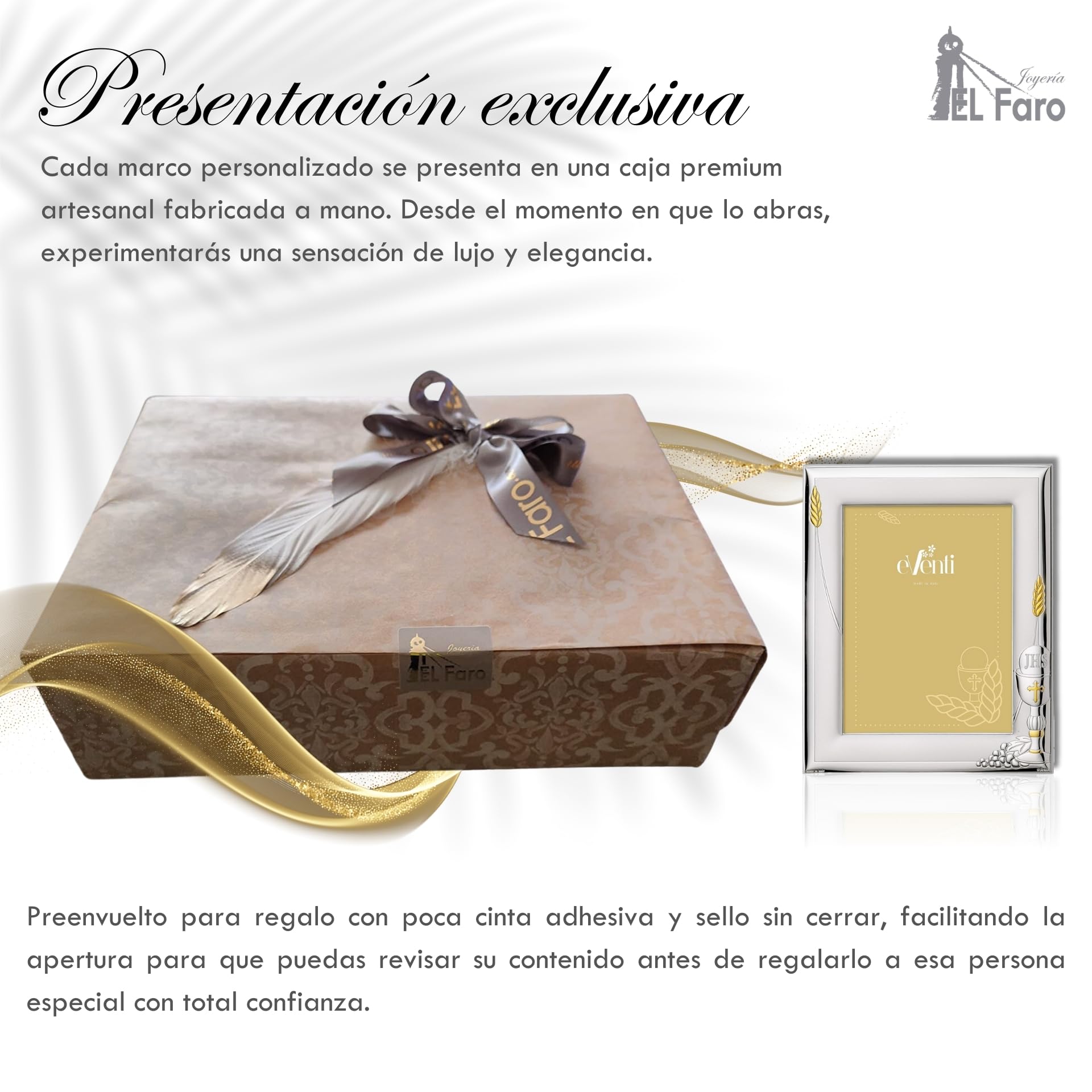 JOYERIA EL FARO Marco Fotos Personalizado Comunión 15x20 | Estuche premium incluido